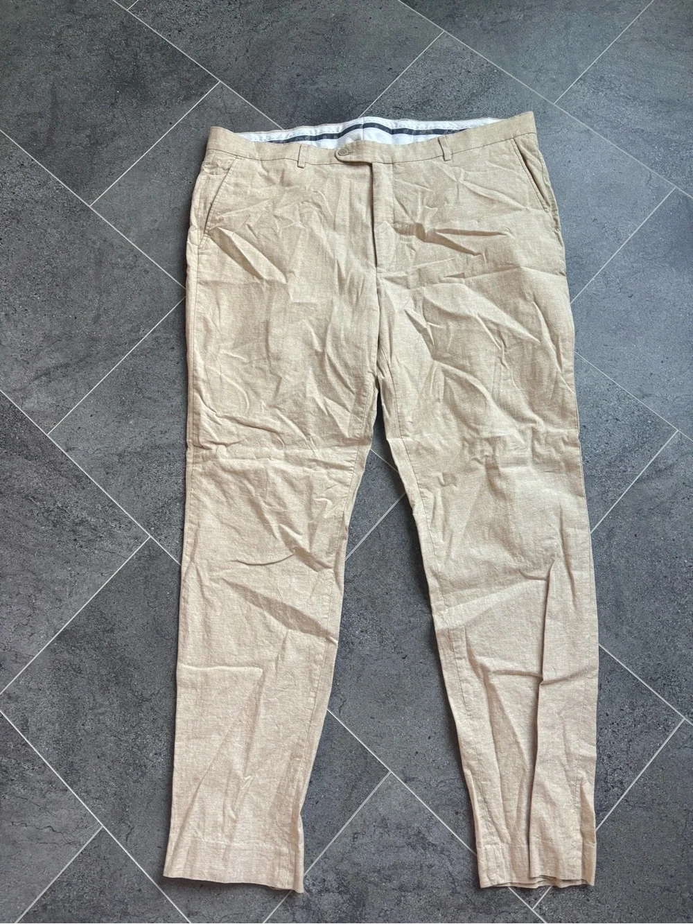 Joseph Abboud Light Tan Linen-Blend Dress Pants